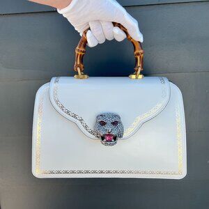GUCCI Fall/Winter 2017 Runway Ivory Thiara Bag Bamboo Top Handle Crossbody Bag